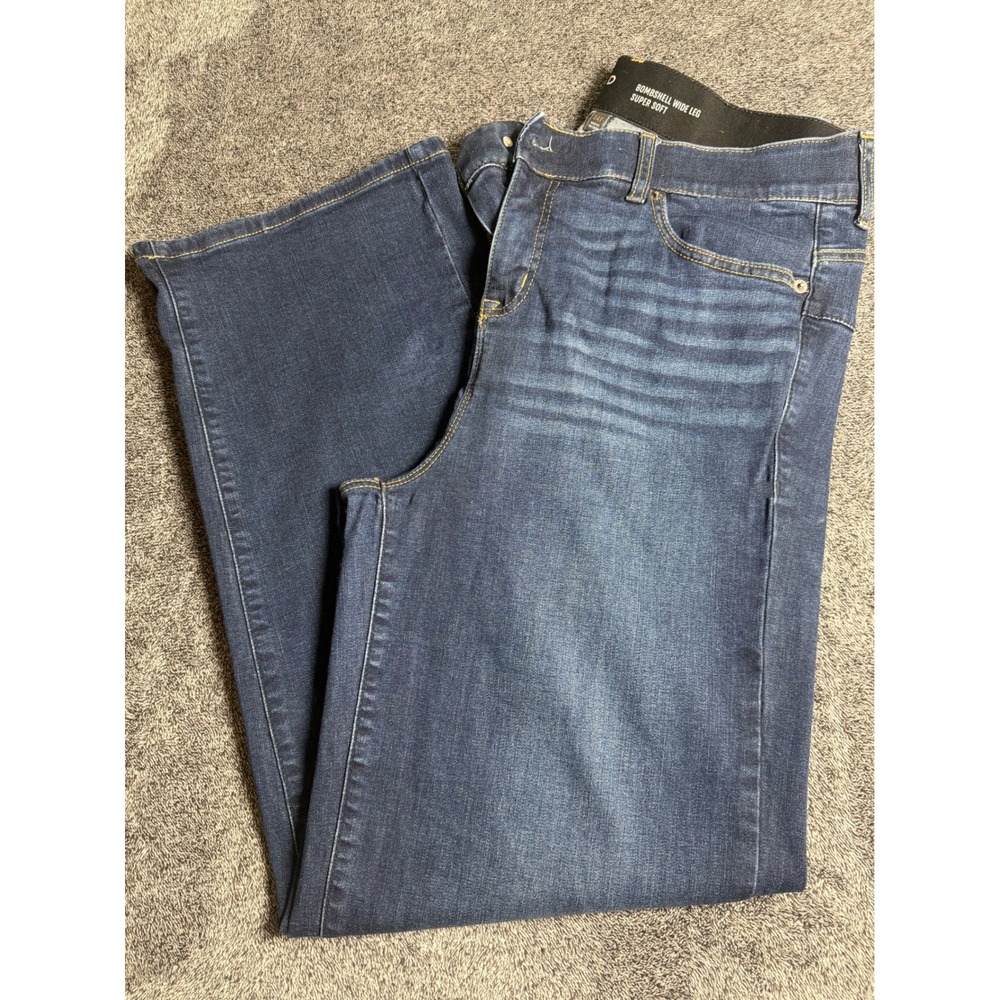Torrid Bombshell Wide Leg Super Soft Jeans Dark Wash Blue Denim Womens 14T Tall